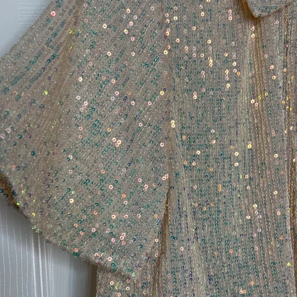 Sequin Embellished Crop Shirt - Blush - Picture 8 of 16